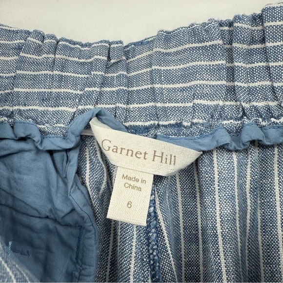 Garnet Hill NEW Straight-Leg Linen Pleated Trousers in Indigo Sky Mini Stripe 6 - Picture 5 of 13